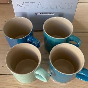 Le Creuset set of blue mugs - cool mint, Caribbean, deep teal, marseille